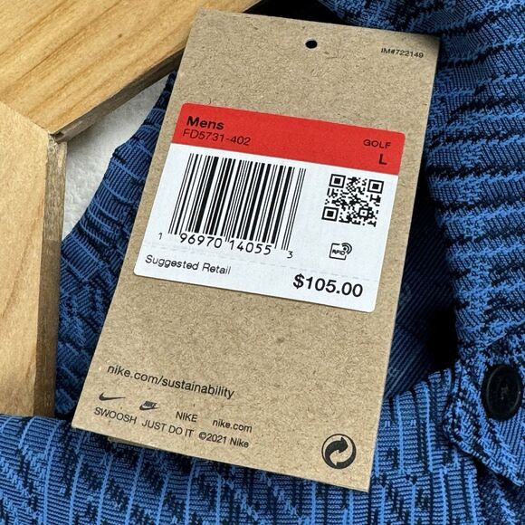 Nike Mens Dri-FIT ADV Tour Textured Short Sleeve Golf Polo Blue FD5731-402 Sz L - Picture 4 of 9